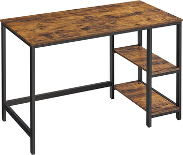 Computerbureau met 2 planken links/rechts - staal - industrieel - vintage bruin