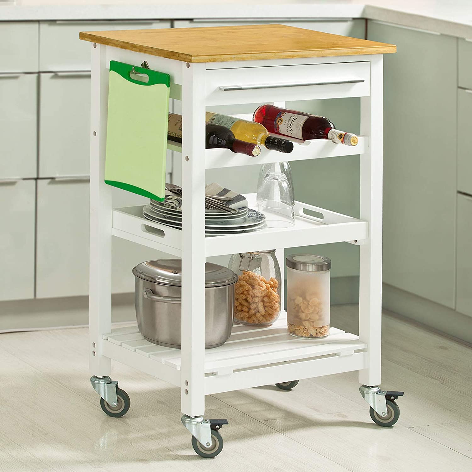 Keuken Opbergwagen Serveerwagen Keuken Opbergplank + Gratis Hakblok