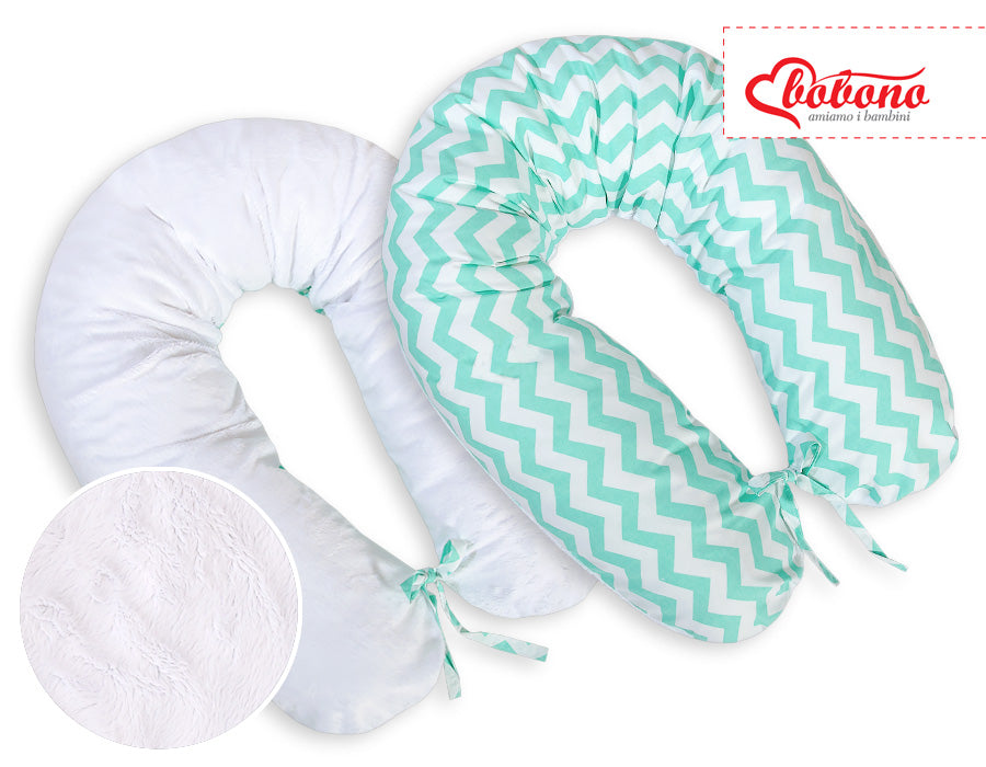 Zwangerschapskussen - lichaamskussen - dubbelzijdig comfort, wasbare hoes, 170 cm, Chevron Mint