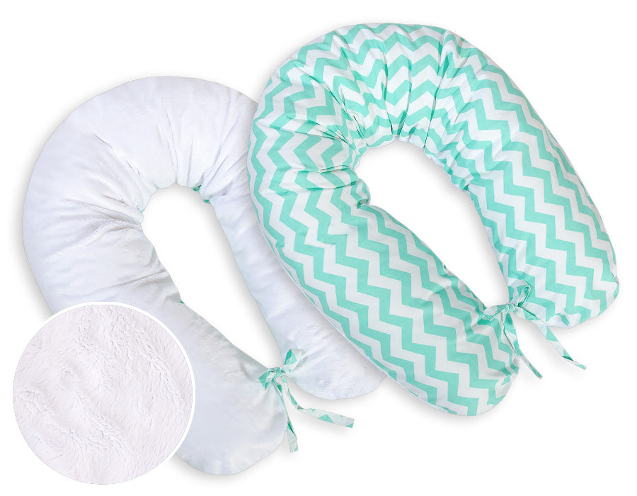 Zwangerschapskussen - lichaamskussen - dubbelzijdig comfort, wasbare hoes, 170 cm, Chevron Mint