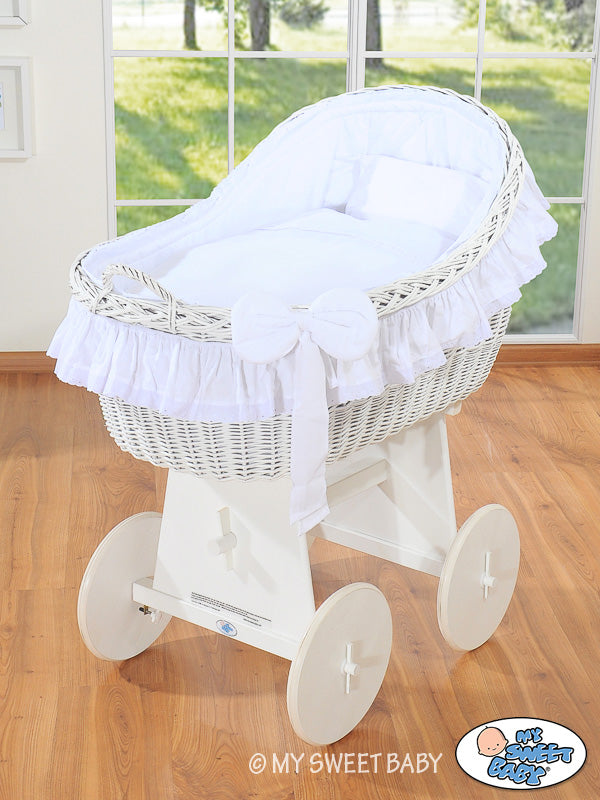 Wicker kinderwagenmand - wieg - duurzaam handgevlochten met premium matras en kap