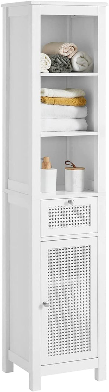 Badkamer Hoge Kast - Badkamerkast - Opbergkast met 3 Planken - 1 Lade - 1 Kast
