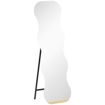 Golfvormige frameloze passpiegel | Kleur: Zwart | Afmetingen: 50x2,7x160 cm