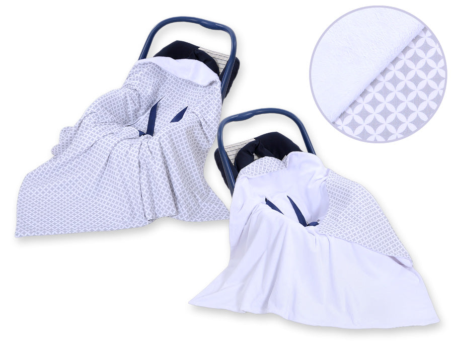 Dubbelsidig bilbarnstolsfilt - babyfilt - extra varm och mjuk för språng