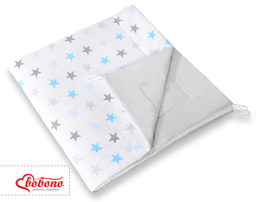 Dubbelsidig lekmatta - lekmatta - bekväm och tvättbar - grå/blå - 116x116 cm