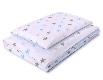 Baby beddengoedset - wiegset - 100% katoen, huidvriendelijk, 2-delig 135x100 cm, grijs/blauw