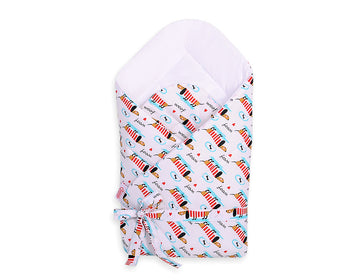 Dubbelsidigt babynest - inlindning - andningsbar bomull, justerbar rosett för säkerhet