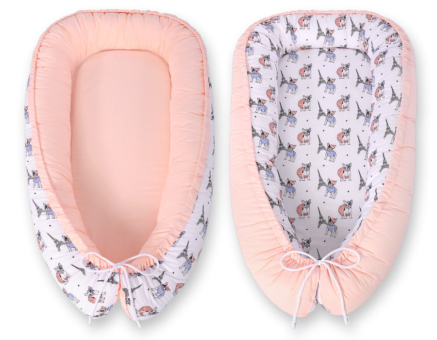 Baby nest - cocon - veilig & ademend Okotex katoen, dubbelzijdig, BOBONO Little Doggies