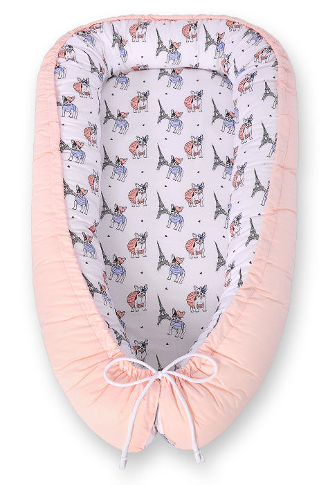Baby nest - cocon - veilig & ademend Okotex katoen, dubbelzijdig, BOBONO Little Doggies