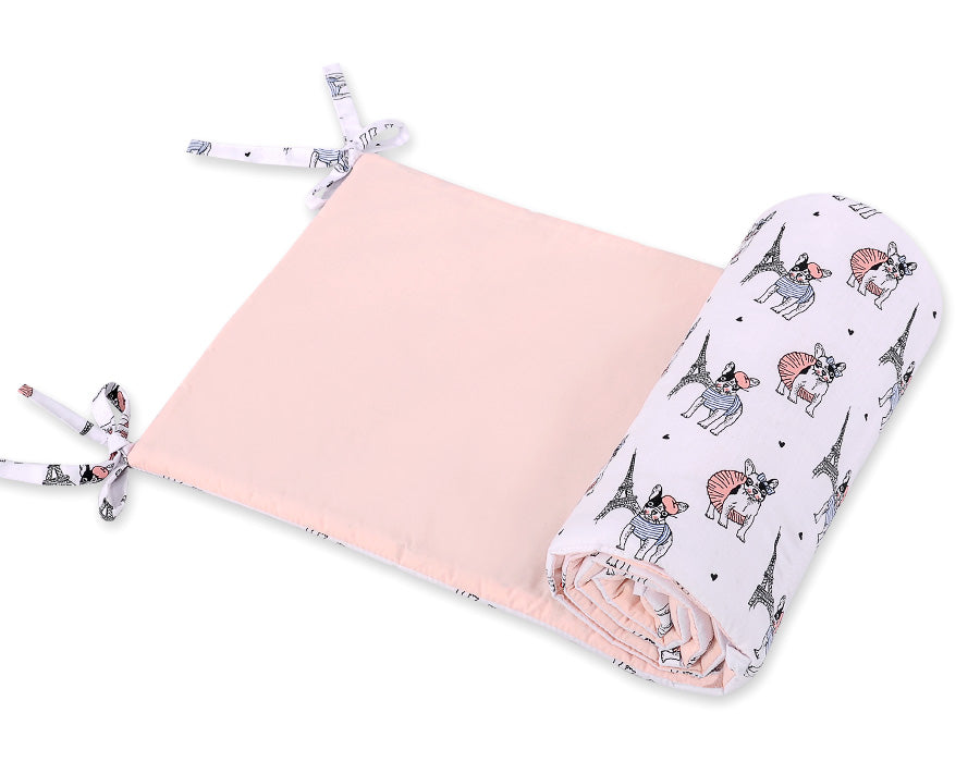 Stootrand wieg - bedbumper - optimale bescherming voor baby, universeel, katoen, wasbaar