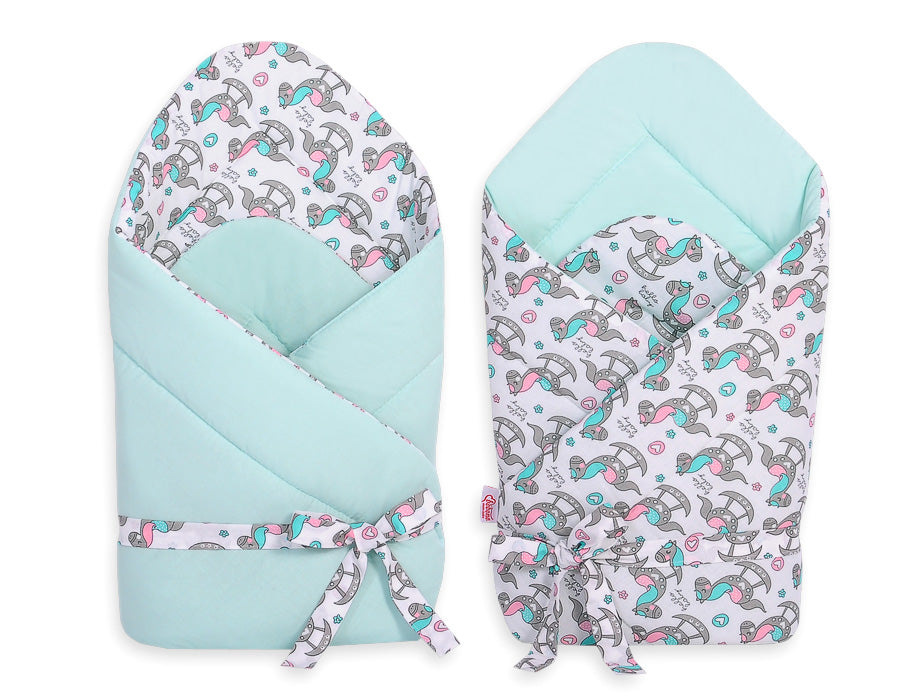 Dubbelsidigt babynest - lindningskon - justerbar rosett för komfort och säkerhet