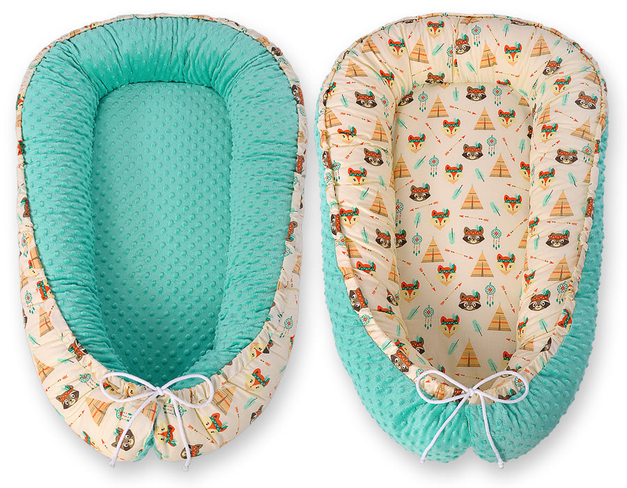 Baby nestje, cocoon, dubbelzijdig & verstelbaar – Premium comfort Oeko-Tex katoen Minky