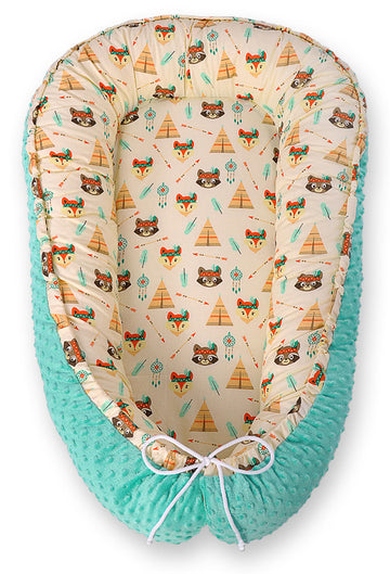 Baby nestje, cocoon, dubbelzijdig & verstelbaar – Premium comfort Oeko-Tex katoen Minky