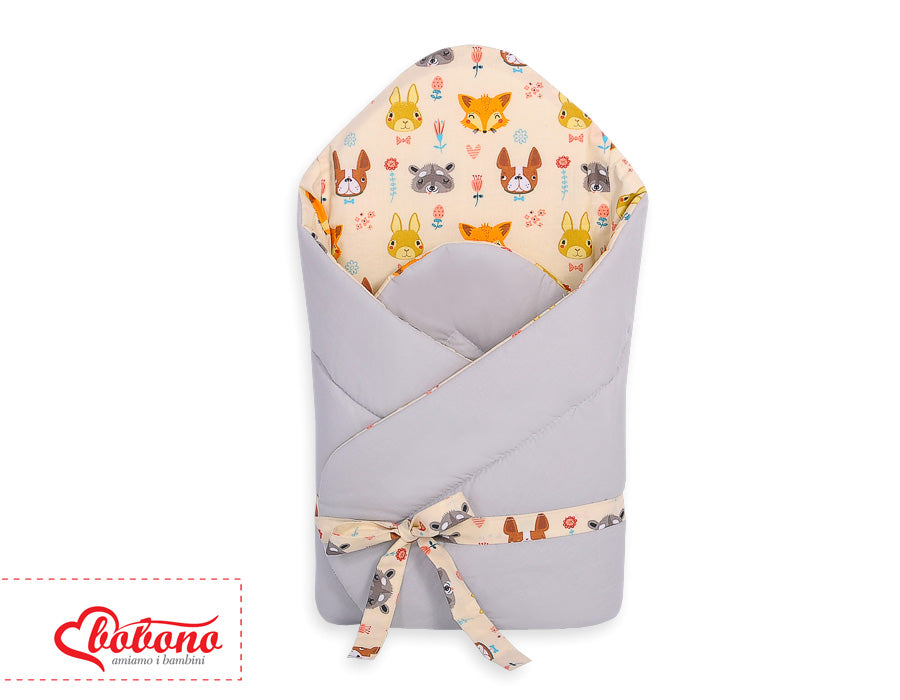 Baby nest, babynestje, ademend & verstevigd comfort – met strik – crème dieren – 2in1