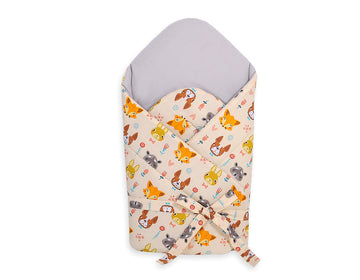Baby nest, babynestje, ademend & verstevigd comfort – met strik – crème dieren – 2in1