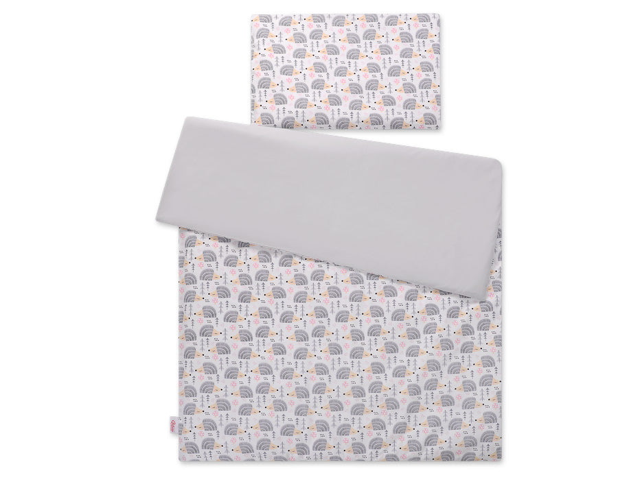 Baby beddengoed set, dekbedovertrek, huidvriendelijk katoen – 2-delig, egeltjes grijs, 135x100 cm