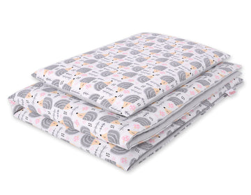 Baby beddengoed set, dekbedovertrek, huidvriendelijk katoen – 2-delig, egeltjes grijs, 135x100 cm
