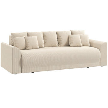 3-zits slaapbank met slaapfunctie | Kleur: Beige | Afmetingen: 230x95x73 cm
