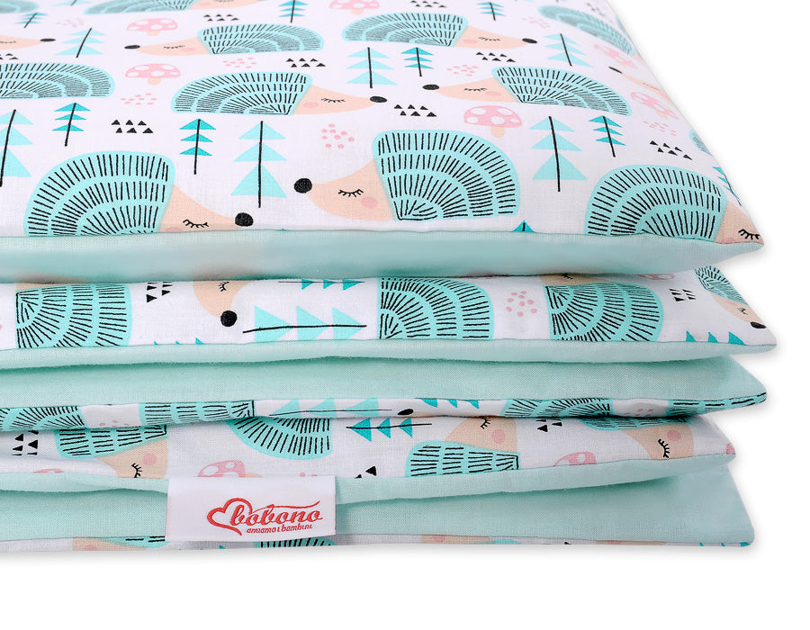 Baby beddengoed set, wiegset, zacht & huidvriendelijk katoen, 2-delig, 120x90 cm, egel mint