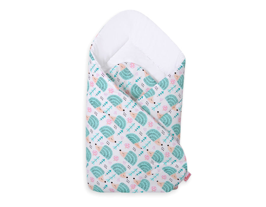Baby nest - wikkeldeken - geborgenheid voor pasgeborenen - anti-allergisch - mint egelmotief