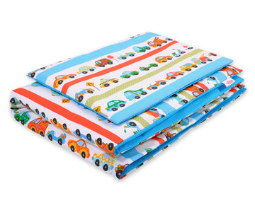 Baby beddengoed set - kinder dekbedovertrek - 100% katoen - retro auto's - dubbelzijdig
