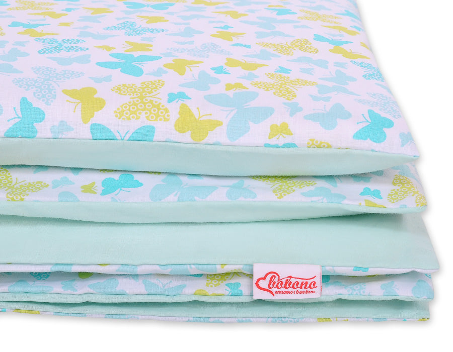 Baby beddengoed set - 2-delig katoen - huidvriendelijk & veilig - 135x100 cm - Blauwe vlinders