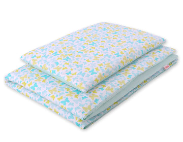Baby beddengoed set - 2-delig katoen - huidvriendelijk & veilig - 135x100 cm - Blauwe vlinders