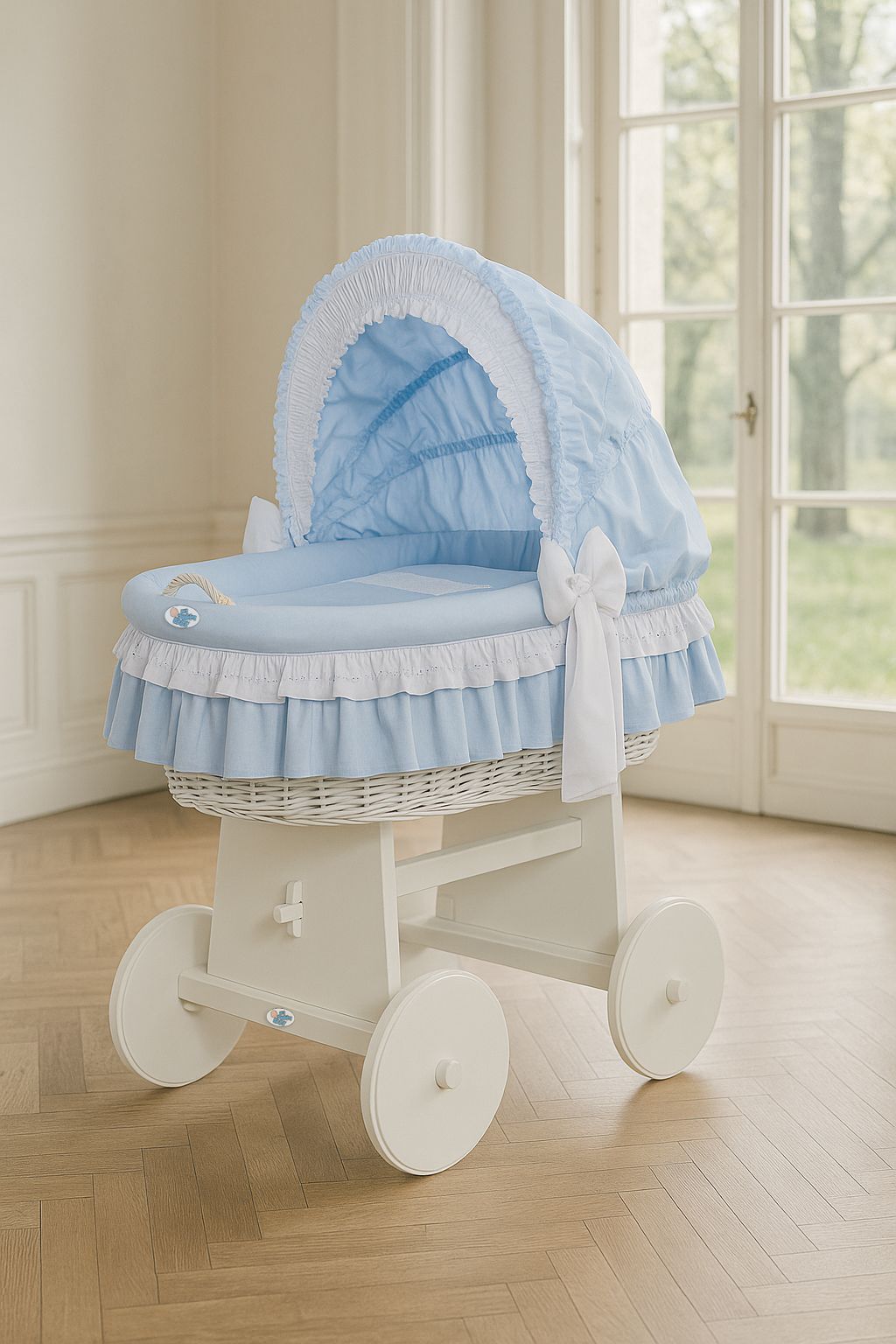 Wicker mandje Bellamy - babybedje - veilige, comfortabele en ecovriendelijke wieg met kap