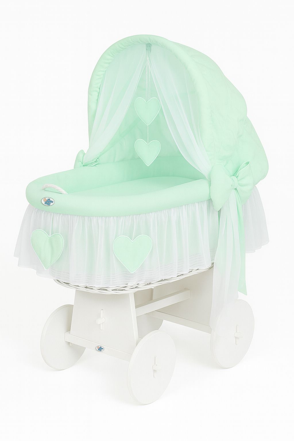 Amelie spjälsäng - spjälsäng - handvävd rotting, andningsbar och säker, inkl. madrass och sängkläder