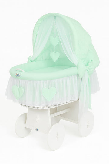 Amelie spjälsäng - spjälsäng - handvävd rotting, andningsbar och säker, inkl. madrass och sängkläder