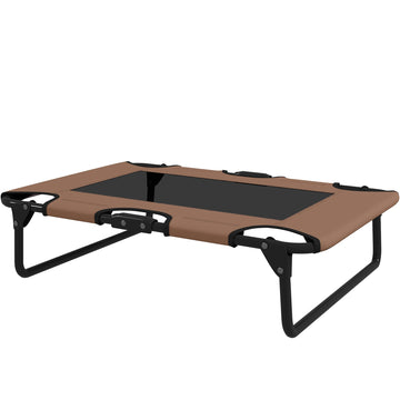 Opvouwbaar hondenbed voor buiten - Verhoogd | Kleur: Bruin, zwart | Afmetingen: 51x75x18 cm