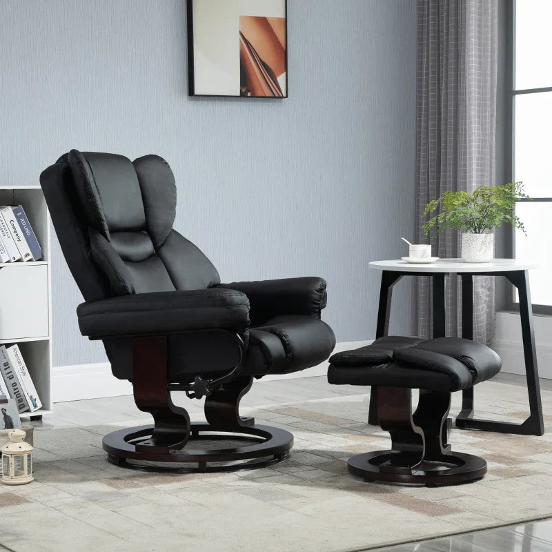 Relax Sessel mit Hocker | Farbe: Schwarz | Abmessungen: 79x80x100 cm