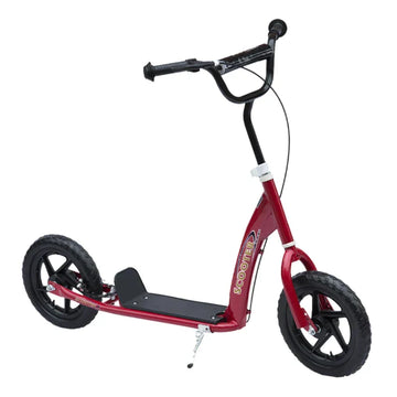 Kinderstep met 12 inch banden en verstelbaar stuur | Kleur: Rood | Afmetingen: 52x120x80-88 cm
