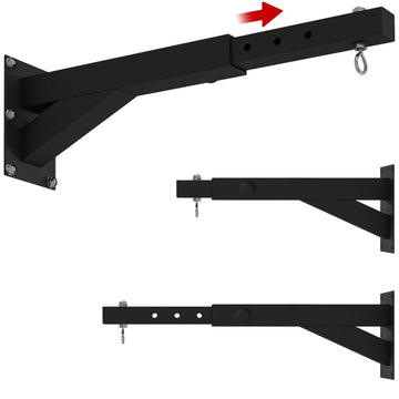 Bokszakhouder voor muur, verstelbaar | Kleur: Zwart | Afmetingen: 12x45-65x20 cm
