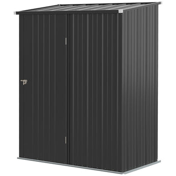 Tuinschuur gereedschapsschuur met afsluitbare deur | Kleur: Zwart | Afmetingen: 161.5x94.5x196 cm