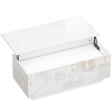 Salontafel met opbergruimte | Kleur: Hoogglanswit | Afmetingen: 102x48x54,5 cm