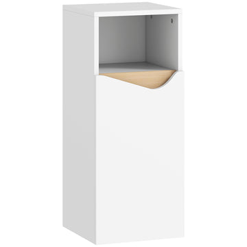 Smalle badkamerkast met verstelbare plank en open vak | Kleur: Wit | Afmetingen: 30x30x71,5 cm