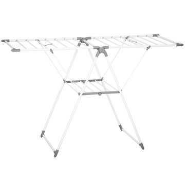 Opvouwbaar wasrek met verstelbare vleugels | Kleur: Wit | Afmetingen: 61,5x156,5x97 cm