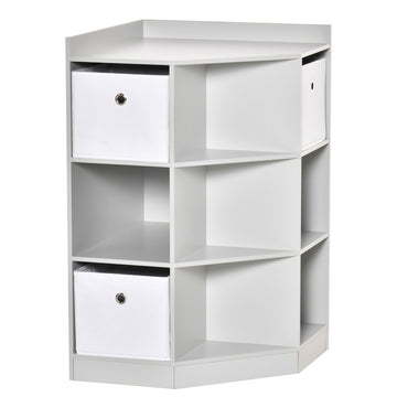 Kinderkast met 3 laden | Kleur: Wit en grijs | Afmetingen: 57,4x57,4x94 cm