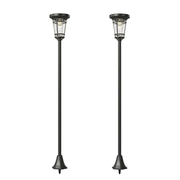 Solar tuinlantaarns 2-delige set, 180 cm, 2 lichtstanden | Kleur: Zwart | Afmetingen: 23,5x23,5x180 cm