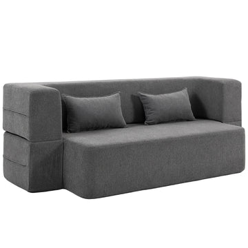 2-zits slaapbank met brede armleuningen | Kleur: Grijs | Afmetingen: 203x95x75 cm