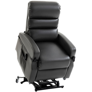 Relaxfauteuil met opsta-hulp en voetsteun | Kleur: Donkergrijs | Afmetingen: 78x98x110 cm