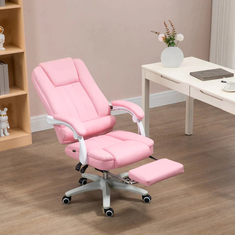 Ergonomischer Bürostuhl mit Fußstütze - Rosa | Farbe: Rosa | Abmessungen: 68x65x107-116 cm
