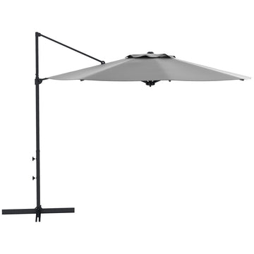 Zweefparasol met 360° rotatie | Kleur: Donkergrijs | Afmetingen: 294x294x242 cm