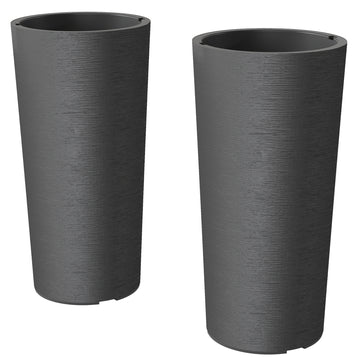 2-delige stapelbare plantenbakken met drainagegaten | Kleur: Donkergrijs | Afmetingen: 35x35x60 cm