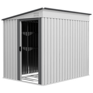 Metalen tuinschuur 2,81 m² voor tuinopslag - Wit | Kleur: Wit | Afmetingen: 154x206.5x181 cm