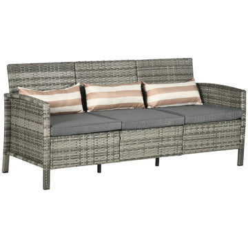 3-zits loungesofa voor tuin - Rotanlook | Kleur: Grijs | Afmetingen: 173x68x78 cm
