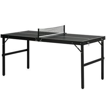 Mini-tafeltennistafel voor kinderen, inklapbaar | Kleur: Zwart | Afmetingen: 76x152x72 cm