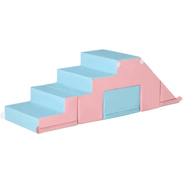 Zachte klim- en glijspeelset voor peuters | Kleur: Roze + Blauw | Afmetingen: 49x86x47 cm