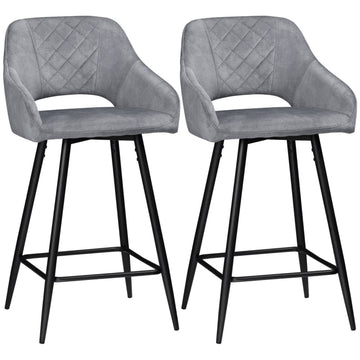 Set van 2 barkrukken met rugleuning | Kleur: Grijs | Afmetingen: 50x53x94 cm